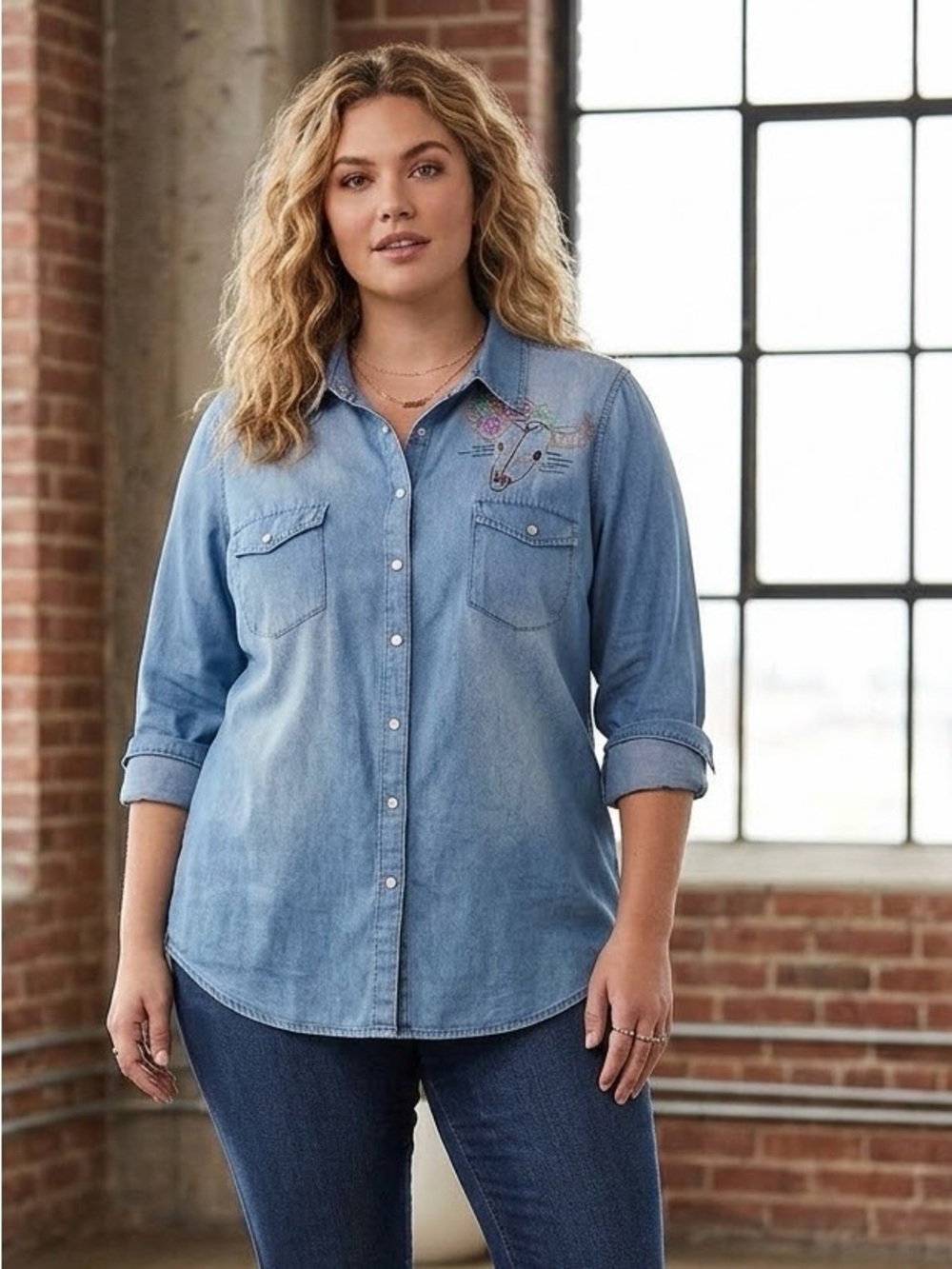 Torrid 00 MSRP$66 PTP 23”Western Shirt Embroidery